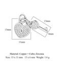 Silver heart lock and key charm set with sparkling cubic zirconia stones for DIY jewelry - Heart Lock & Key Set / Silver