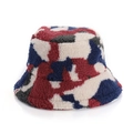 Cappello a secchiello invernale in pile sherpa caldo con motivo camo rosso e blu - 58cm / Mimetico Rosso