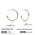 Silberne C-förmige Creolen aus Edelstahl mit Goldakzenten, wasserfest und hypoallergen - Zweifarbig Gold Silber C-Form Stil (JDE0305024-PS)