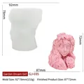 Girl with flowers silicone mold for DIY candles showing white mold and pink resin result - Garden Sleeping Girl GJ-035