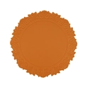 Round brown faux leather placemat with embossed pattern and refined texture - Faux Leather Vintage Embossed Round / Orange