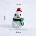 Miniature resin snowman figurine with red hat and green scarf, size 3.9cm by 2.8cm - Snowman with Green Scarf