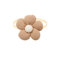Brown knit flower pet bow tie accessory with white core and yellow elastic band - BT429-7 Brown/White