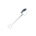 Silver shovel-shaped stainless steel dessert spoon with triangular hollow handle design - Small Silver Pointed Shovel