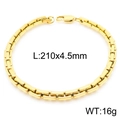 Pulsera de cadena bizantina dorada con eslabones rectangulares y cierre de langosta - 210x4.5mm / Dorado (Pulsera)