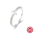 S925 sterling silver cross ring with pavé yellow diamonds in a minimalist luxury style - US 7 / White Gold #4 (Side Champagne Cross)