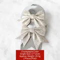 Set of two champagne glitter Christmas bows with sparkly sequins, size 17x13cm - Set of 2 Glitter Champagne Bows