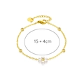 Elegante bracciale a catena placcato oro con fiore di perla bianca e prolunga da 15+4cm - Bracciale Margherita di Perle
