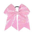 Élastique à cheveux avec nœud à paillettes roses pour coiffure de petites filles - Rose Clair