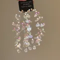 Detailansicht langer Quastenohrringe mit bunten Perlen, Pailletten und Kristallen - 5# 925 Sterling Silber Ohrstecker - Bunt - Pailletten Glasperlen Saatperlen Quaste Ohrringe