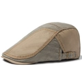 Béret rétro en coton patchwork avec boucle réglable en métal en kaki et gris - Réglable / Kaki