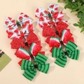 8-piece set of girls watermelon print bow hair clips in red, white and green fabric - Assorted Style Set