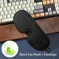 3D sleep mask in black mesh fabric with green earplugs and a portable storage case - Mask + HQ Earplugs / Black