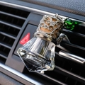 Diamond cut crystal car perfume bottle on air vent with green bead detail - Diamond Air Vent Bottle / Green Bead
