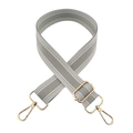 Adjustable 3.8cm gray and white striped bag strap with gold lobster clasps and buckles - Light Gray