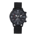 Macro shot of men's quartz watch showing black woven nylon strap and sporty numeric dial - Black