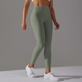 Stretchy high-waisted olive green yoga leggings for women in seamless athletic design - Light Grass Green