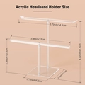 Transparent double-layer acrylic headband holder with detailed size measurements - 2-Tier Cylindrical