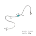 Silberarmband mit rechteckigem blaugrünem Edelstein und Herzanhänger, 16+4 cm verstellbar - Armband / Silber/Paraiba Blau