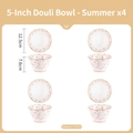 Set of 4 Japanese style 5-inch ceramic bowls with pink cherry blossoms and gold rim details - Summer Pattern / Set of 4