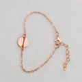 Rose gold chain bracelet with round hollow letter I pendant and lobster clasp - Rose Gold I
