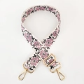 Detail of adjustable floral strap with pink patterns and gold metal lobster clasps - Pink Black Floral / Gold Buckle