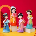 Set of 4 vintage style resin girl figurines in various colorful traditional outfits - Style B145 Full Collection