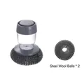 Lot de brosses de cuisine avec manche gris rechargeable et deux têtes en fil d'acier - Brosse Métallique + 2 Balles Métalliques
