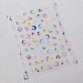 5D embossed nail stickers TL-043 featuring rainbow gradient moons and stars designs - Starry Moon Romantic Series(TL-043)