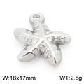 Polished silver starfish pendant charm for DIY jewelry, 18x17mm stainless steel accessory - Silver Sea Star (KLJ9949-Z)