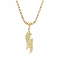 Collar hip hop bañado en oro con colgante de alas brillantes y cadena de tenis fina - Cadena de Tenis de 50cm / Dorado