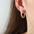 Orecchini a cerchio bicolore in acciaio inossidabile placcato oro e argento donna - Oro e Argento-2.4cm