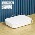 Grande scatola piatta in plastica bianca con coperchio, capacità 8L per armadi - Grande Piatto (36.5x26x8.5cm) / Bianco