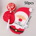 50pcs Santa Claus lollipop holder paper cards for Christmas candy gift packaging - Santa Claus