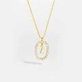 Elegant 18K gold plated S925 silver necklace with diamond oval pendant and letter Z - Letter Z
