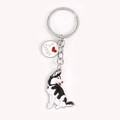 Detailed view of metal husky keychain with I love Dogs charm and polished finish - Husky (M10201)