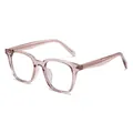Montura de gafas cuadrada rosa transparente con patillas de núcleo metálico dorado - Rosa Transparente