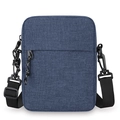Versatile dark blue crossbody bag made of textured fabric with adjustable black strap - Blue