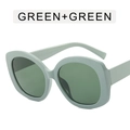 Retro large oval sunglasses with light green frames and dark green lenses for women - Green Frame Green Lens