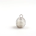 Silver spring wire-wrapped pearl pendant charm with spiral metal cage for DIY necklaces - White Crystal