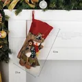 Chaussette de Noël bonhomme de neige en toile de jute et rouge, hauteur 42 cm pour décor - B93168 Style Bonhomme de Neige