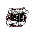 Pin's en émail dé D20 noir avec bannière Misadventure Awaits pour vestes en jean - Dés Noir-Misadventure Awaits