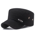 Casquette militaire noire en coton pour homme avec logo FS FASHION et œillets d'aération - Réglable / Noir
