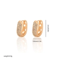 Rose gold U-shaped hoop earrings with cubic zirconia pavé setting and size indicators - EH073 Rose Gold U-Shape