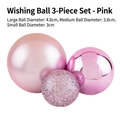 3-piece pink wishing ball set with pearl, mirror, and glitter finishes for cake decor - Three-Piece Set / Pink