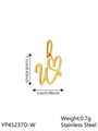 Golden stainless steel letter W heart pendant charm for necklaces, size 1.1x1.0cm - Geometric Heart-W