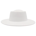 Detailed texture of white minimalist flat top wool felt fedora with a wide brim - Adult (57-60cm) / White