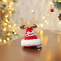 Christmas hair clip featuring a red mini Santa hat with gold glitter reindeer antlers - Shiny Velvet Deer