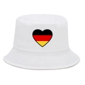 White bucket hat featuring a heart-shaped German flag graphic for sun protection - M / 1# Heart Flag - White