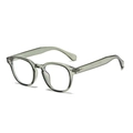 Lunettes rondes rétro gris fumé avec rivets métalliques et verres transparents - Vert Foncé Anti-Lumière Bleue (C20)